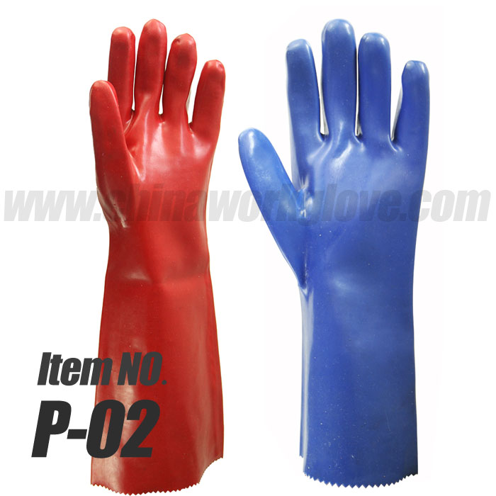 Long Cuff PVC Fully Coated Gloves -Chemical Resistant Work Glove